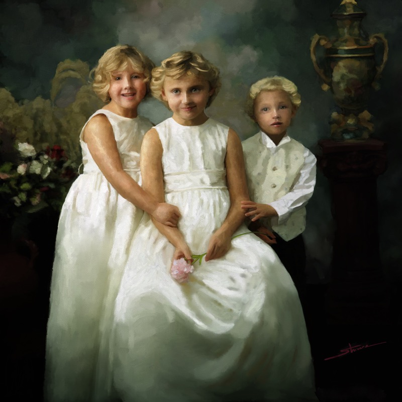 the Pagni Family Children:      40x40 Oil on Canvas