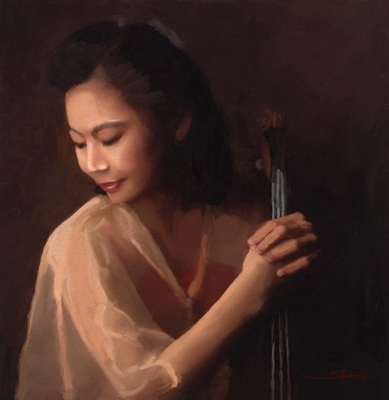 The Violinist:  20x20 oil on Canvas